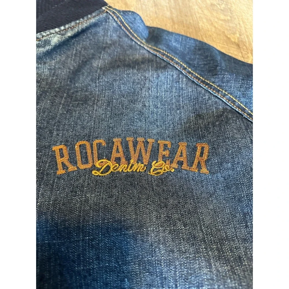 Y2K Rocawear Denim Hip‎ Hop Urban Streetwear Embroidered Jayz Jacket Size 3XL?
